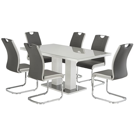 Aarina Grey Gloss Dining Table With 6 Samson Grey Chairs_1