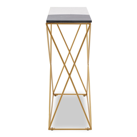 Arenza Rectangular Two Tone Marble Console Table With Gold Base_3