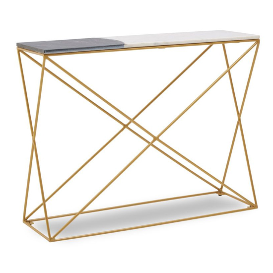 Arenza Rectangular Two Tone Marble Console Table With Gold Base