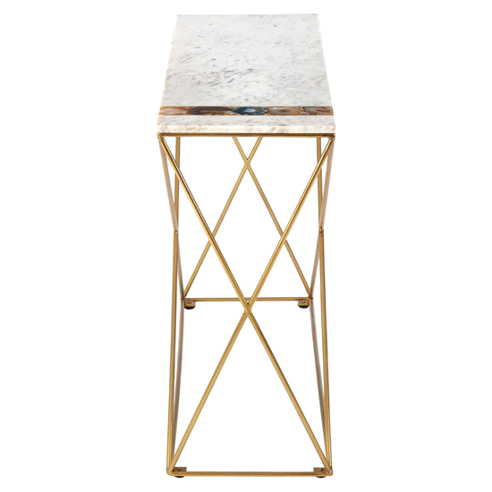 Arenza Rectangular White Marble Console Table With Gold Base_3