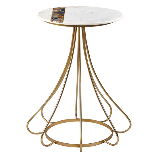 Arenza Round White Marble Side Table With Gold Frame Furniture in Fashion