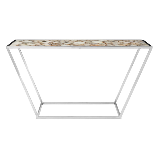 Sansuna White Agate Top Console Table With Gold Metal Frame_2