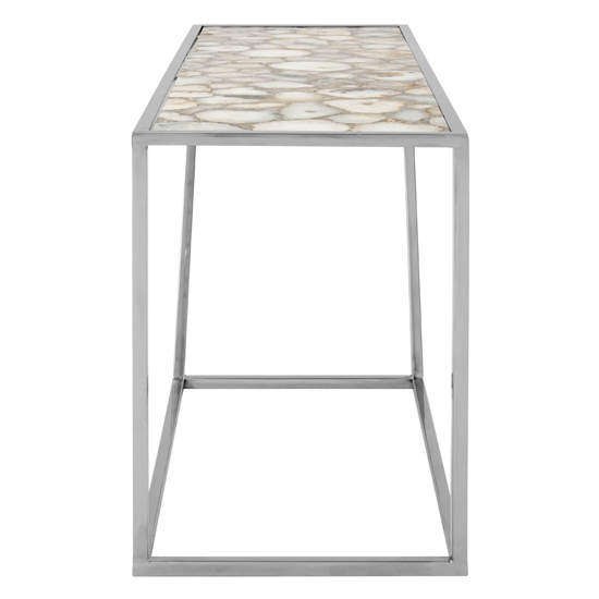 Sansuna White Agate Top Console Table With Gold Metal Frame_3