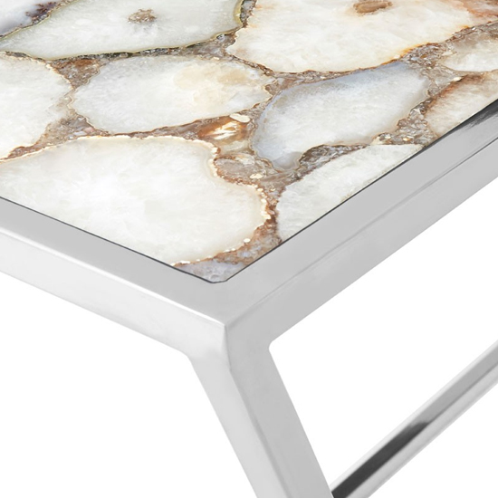 Sansuna White Agate Top Console Table With Gold Metal Frame_4