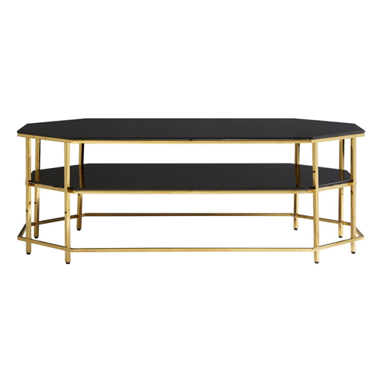 Arezza Black Glass Top Coffee Table With Gold Steel Frame