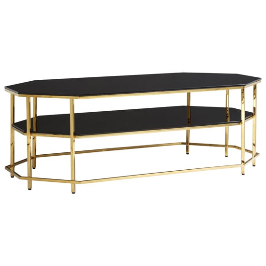 Product photograph of Arezza Black Glass Top Coffee Table With Gold Steel Frame from Furniture in Fashion
