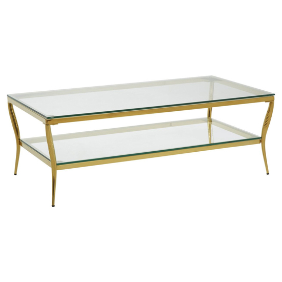 Arezza Clear Glass Top Coffee Table With Gold Steel Frame