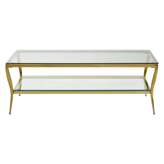 Arezza Clear Glass Top Coffee Table With Gold Steel Frame