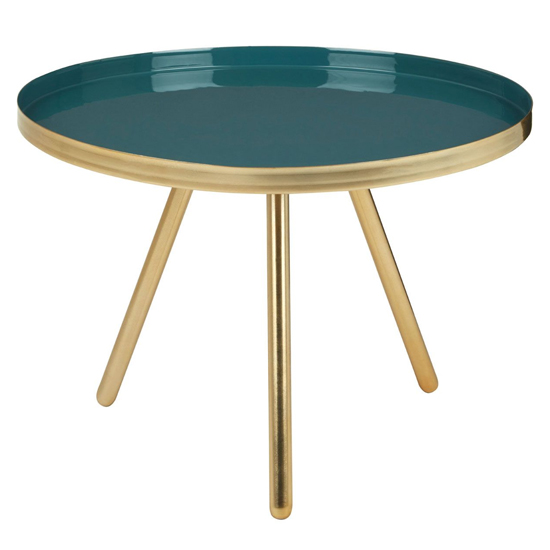 Argenta Small Metal Side Table In Diesel Green And Gold