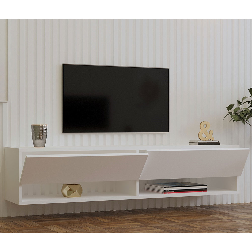 Arges Wooden Wall Mounted TV Stand in White