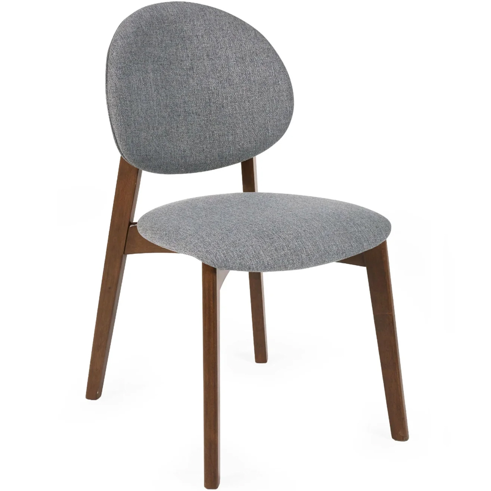Argyle Grey Fabric Dining Chairs With Walnut Legs - Pair