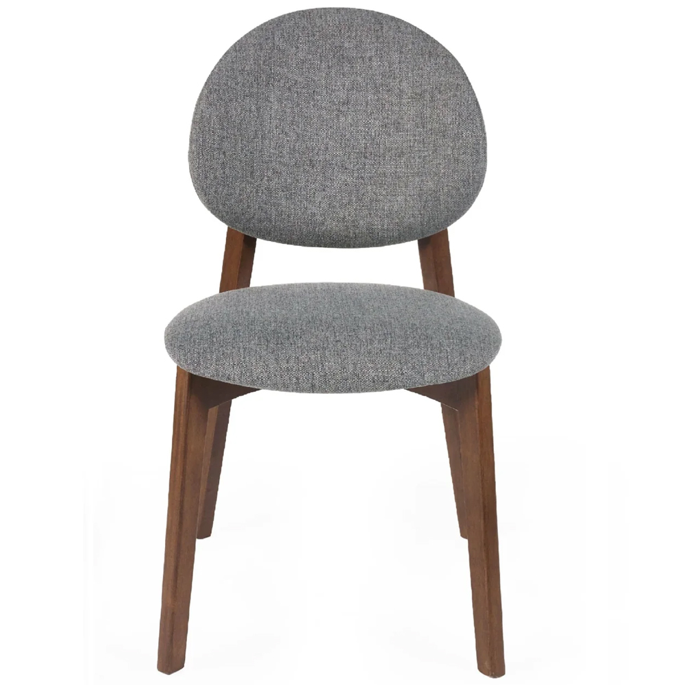 Argyle Grey Fabric Dining Chairs With Walnut Legs - Pair