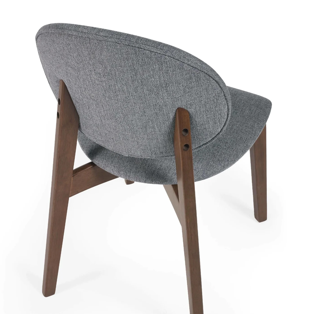 Argyle Grey Fabric Dining Chairs With Walnut Legs - Pair