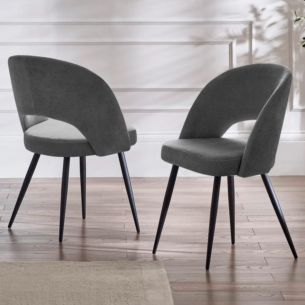 Argyle Walnut Wooden Rectangular Dining Table With Erie 6 Grey Chairs
