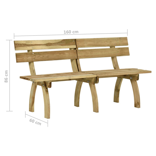 Aria 160cm Wooden Garden Seating Bench In Green Impregnated_5