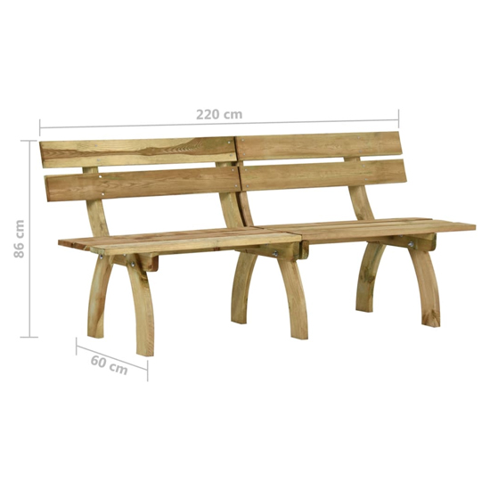 Aria 220cm Wooden Garden Seating Bench In Green Impregnated_5
