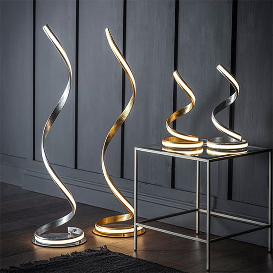 Aria LED Floor Lamp In Silver Leaf