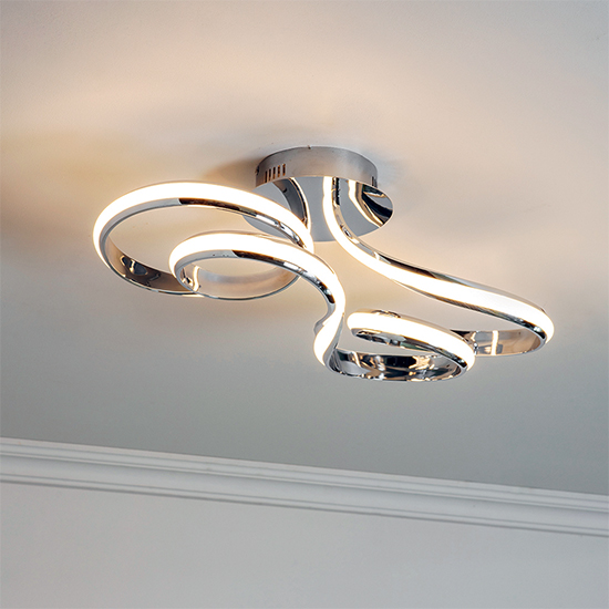 Aria LED Semi Flush Ceiling Light In Chrome