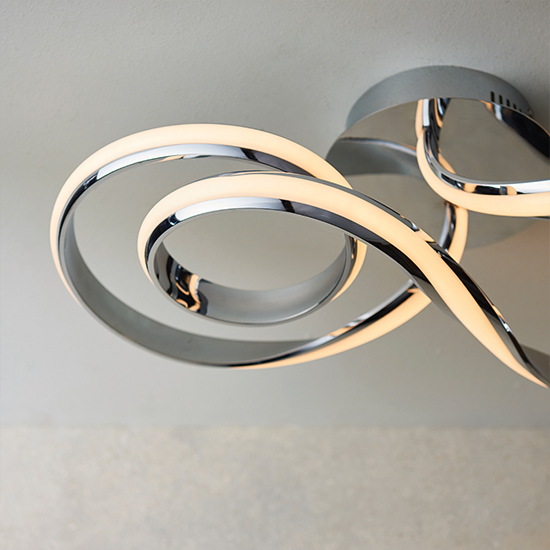 Aria LED Semi Flush Ceiling Light In Chrome