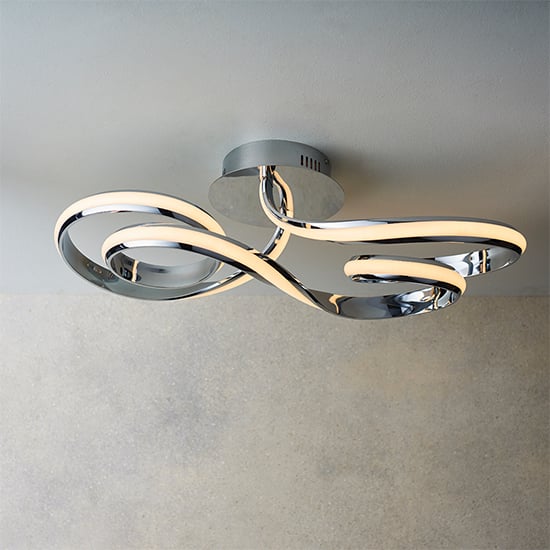 Product photograph of Aria Led Semi Flush Ceiling Light In Chrome from Furniture in Fashion