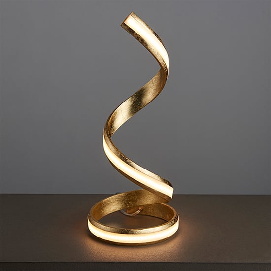 Product photograph of Aria Led Table Lamp Gold Leaf from Furniture in Fashion
