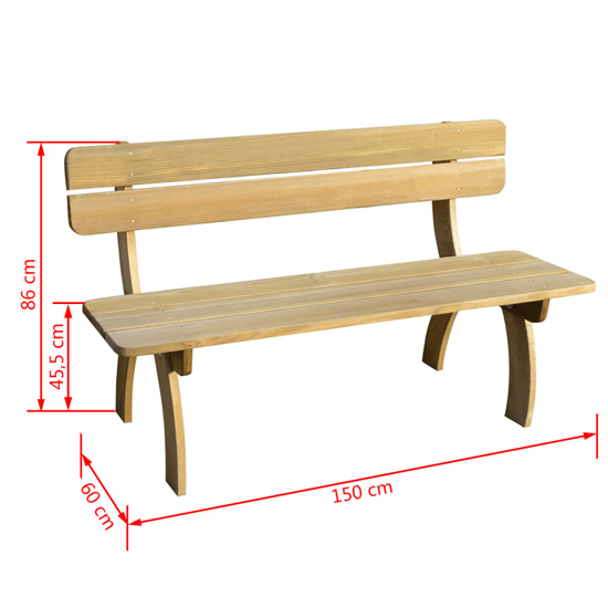 Ariana Wooden Garden Seating Bench In Green Impregnated_3