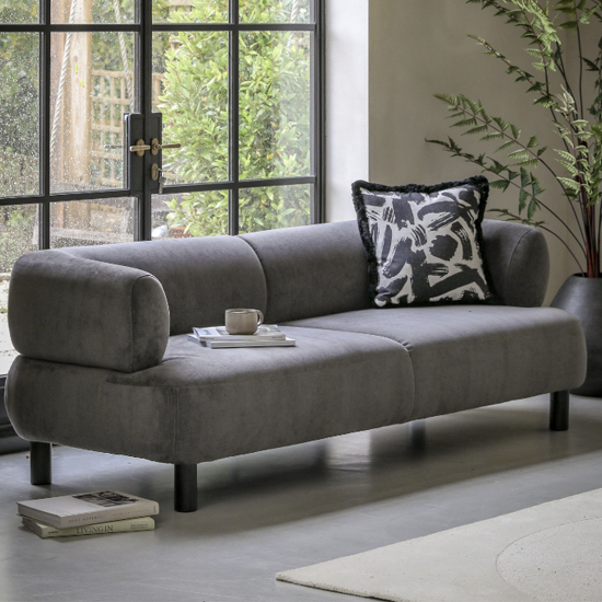 Read more about Arica fabric 3 seater sofa with oak legs in grey