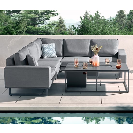 Read more about Arica fabric lounge set and firepit coffee table in grey