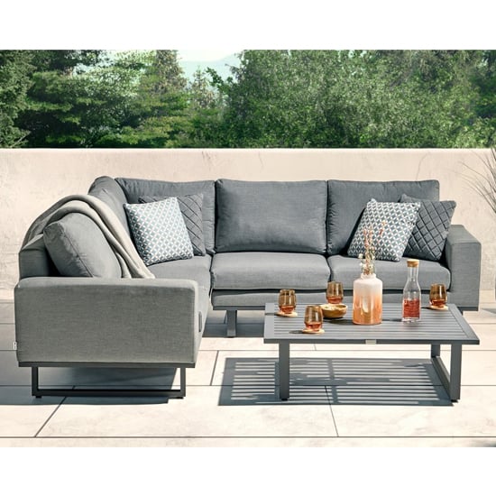 Arica Outdoor Corner Lounge Set And Coffee Table In Grey