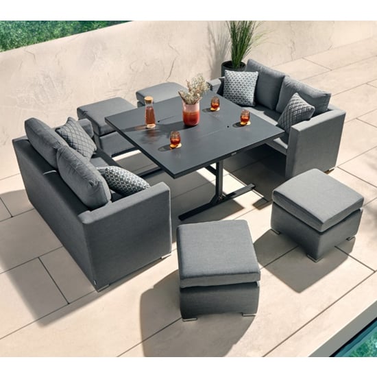 Photo of Arica outdoor sunbrella fabric lounge cube set in grey