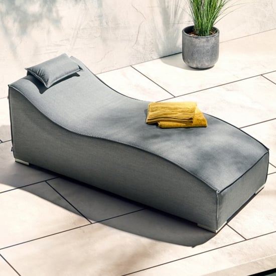 Product photograph of Arica Outdoor Sunbrella Fabric Wave Sun Lounger In Grey from Furniture in Fashion