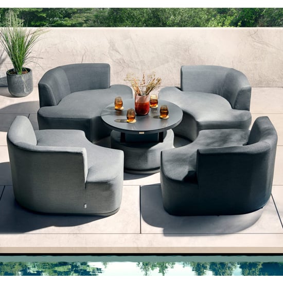 Product photograph of Arica Sunbrella Fabric Snug Set And Coffee Table In Grey from Furniture in Fashion