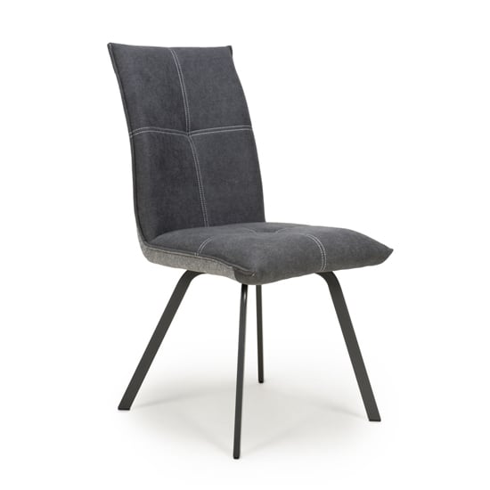 Ansan Dark Grey Linen Effect Dining Chair In Pair_2