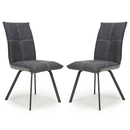 Ansan Dark Grey Linen Effect Dining Chair In Pair