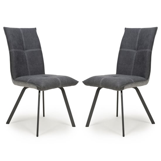 Product photograph of Ansan Dark Grey Linen Effect Dining Chair In Pair from Furniture in Fashion