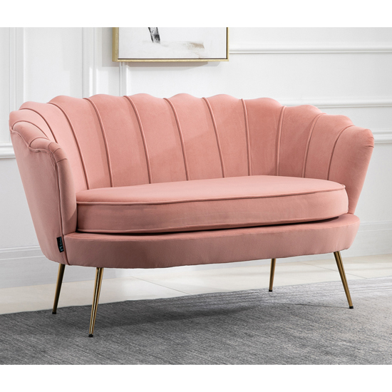 Ariel Fabric Upholstered 2 Seater Sofa In Coral_1