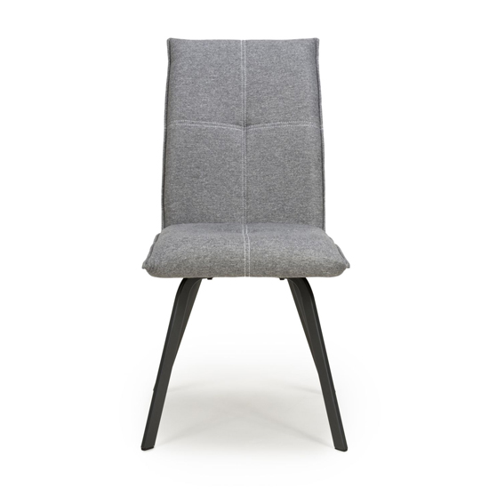 Ansan Light Grey Linen Effect Fabric Dining Chairs In Pair_4