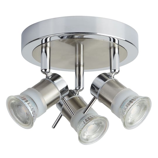 Product photograph of Aries Led Ip44 3 Lights Spotlight In Chrome And Satin Silver from Furniture in Fashion