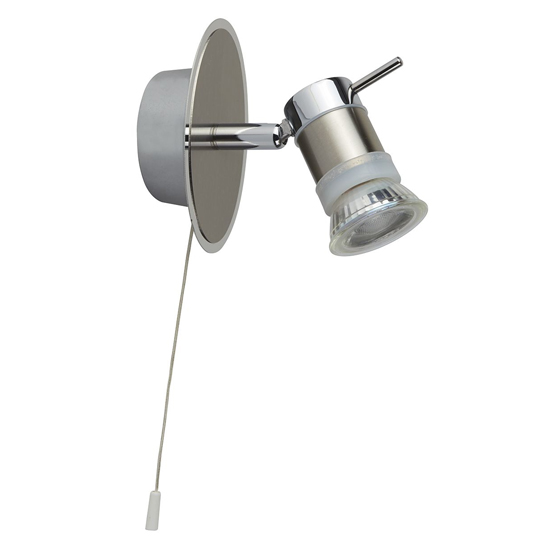 Photo of Aries led ip44 wall spotlight in chrome and satin silver