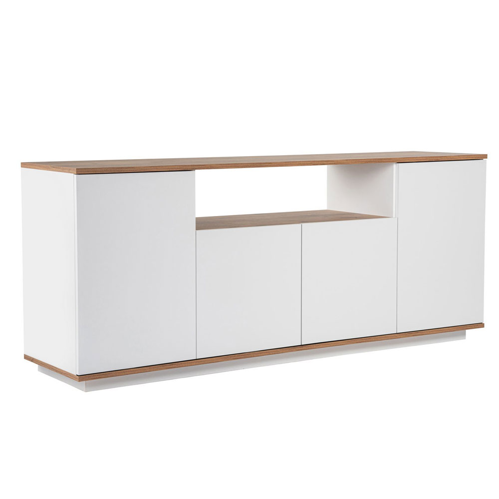 Arista Wooden TV Sideboard with 4 Doors in White and Atlantic Pine