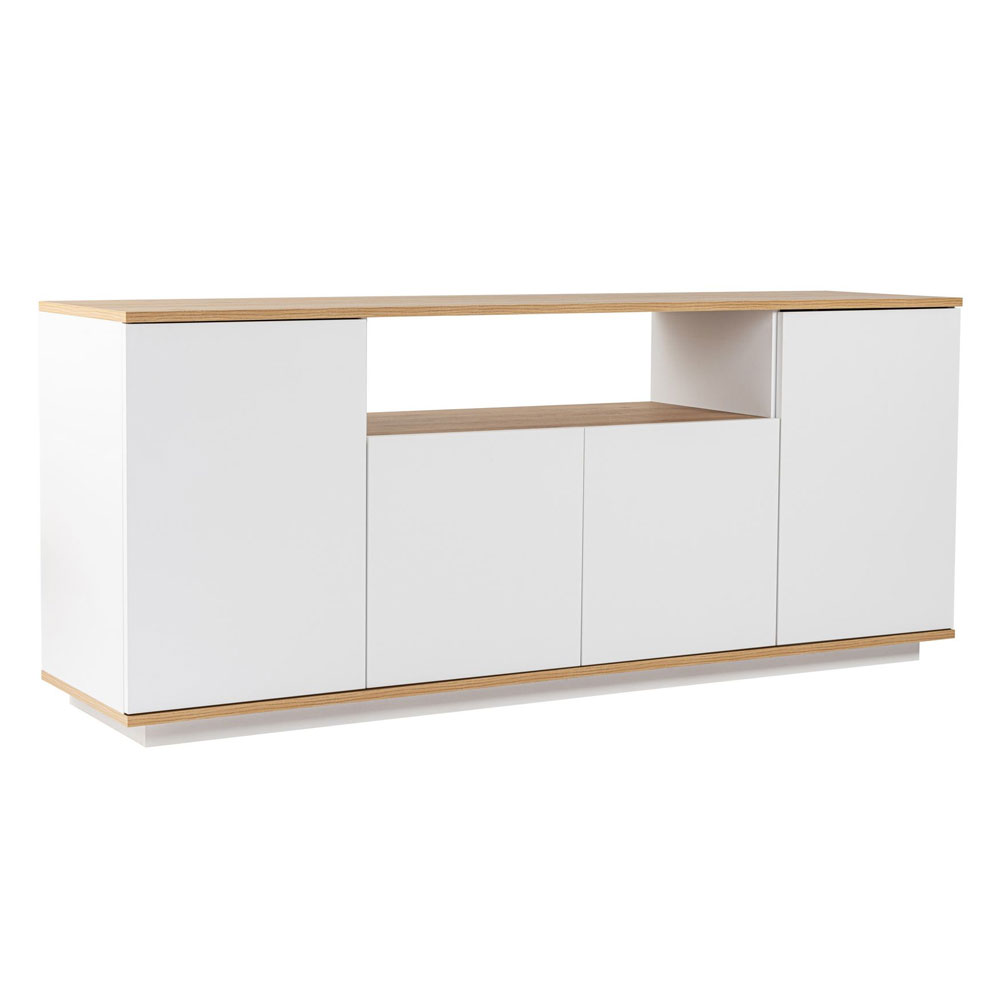 Arista Wooden TV Sideboard with 4 Doors in White and Cadiz Oak