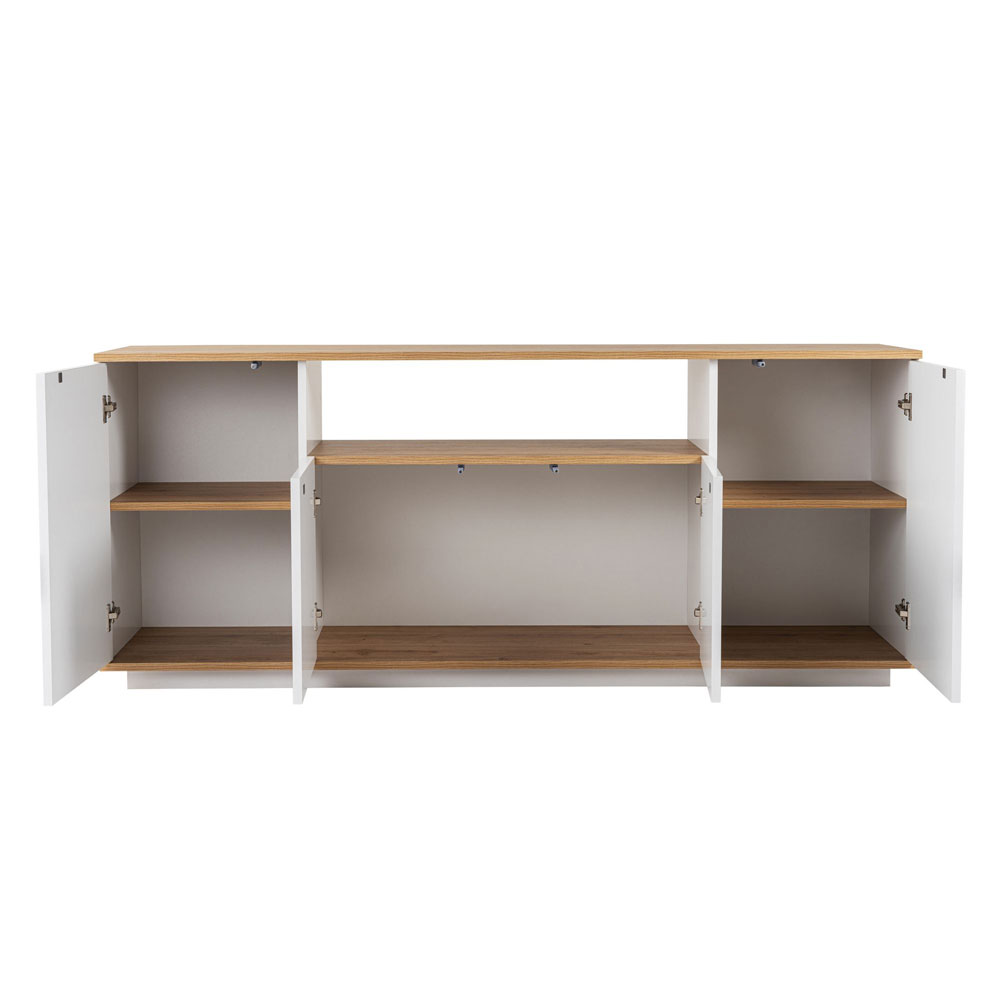 Arista Wooden TV Sideboard with 4 Doors in White and Cadiz Oak