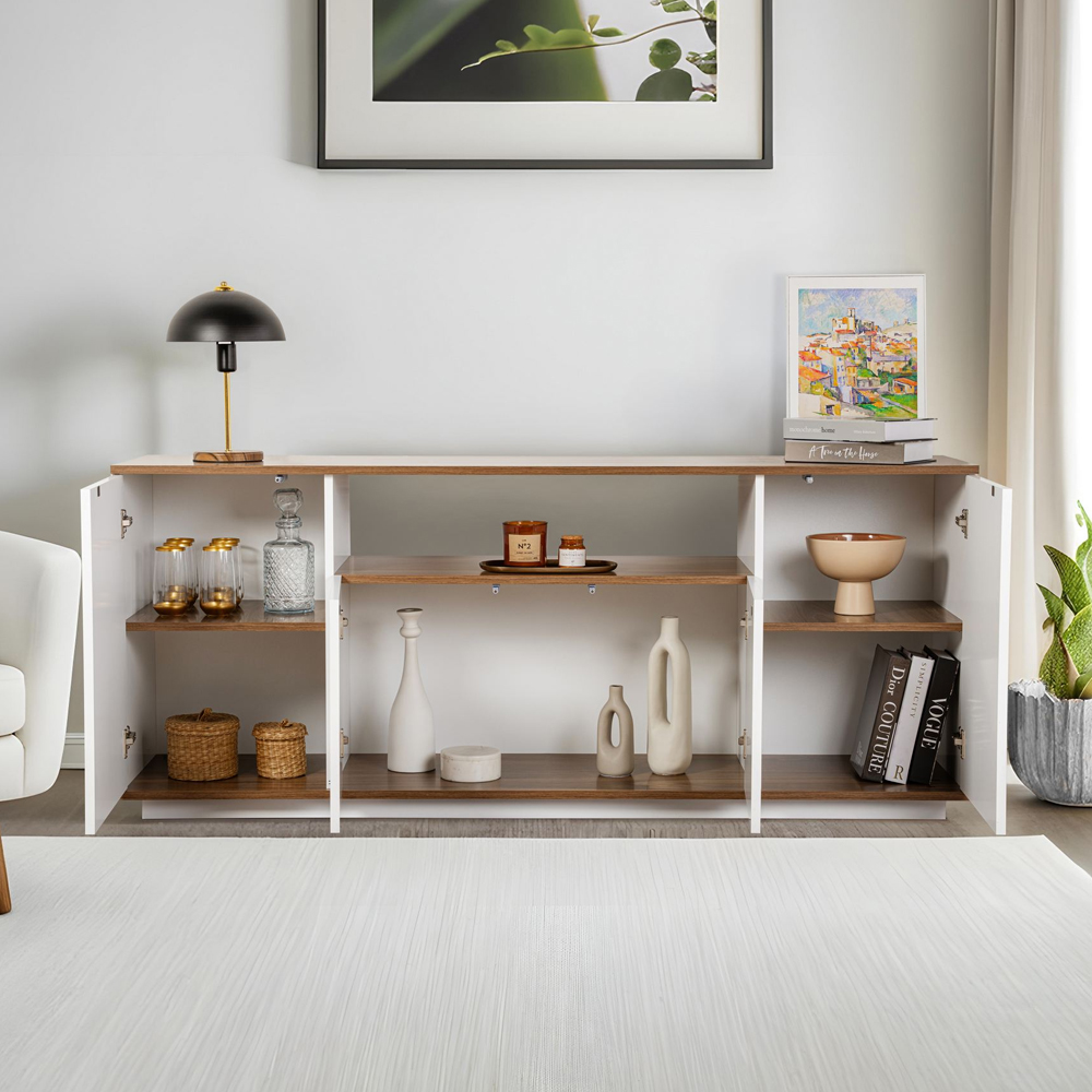 Arista Wooden Console Table in White and Walnut