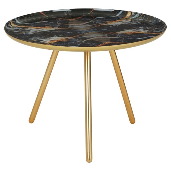 Read more about Aristote faux marble side table with gold legs in multicolor
