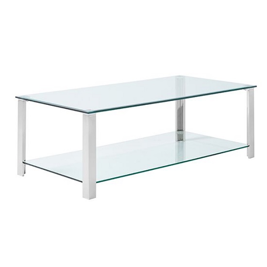 Aristote Glass Coffee Table Rectangular In Clear And Silver Legs Furniture Fashion - Glass Rectangle Coffee Table Aristote Glass Coffee Table Rectangular In Clear And Silver Legs Furniture Fashion - Glass Rectangle Coffee Table