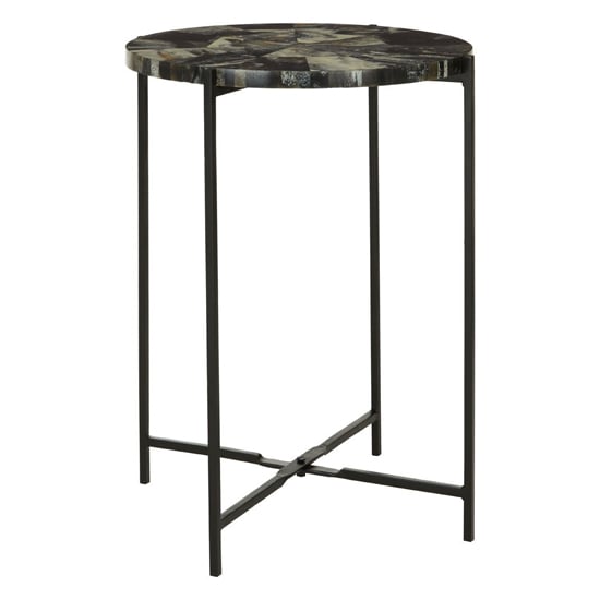 Product photograph of Aristote Wooden Side Table With Black Frame In Antique Green from Furniture in Fashion