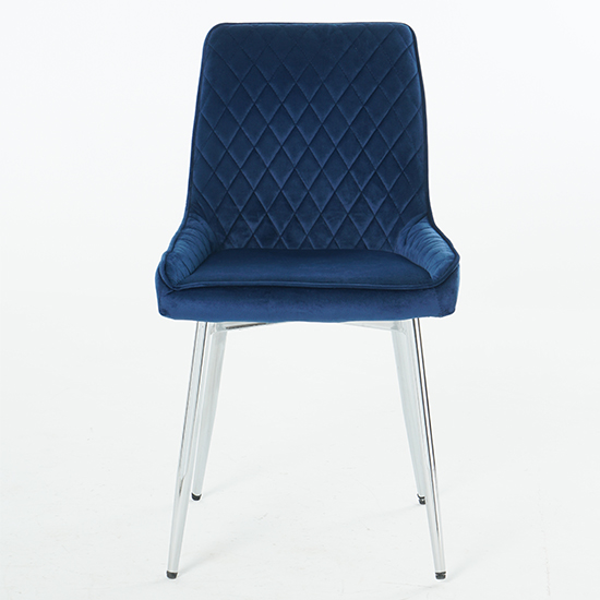 Ariya Set Of 4 Velvet Fabric Dining Chairs In Blue_3