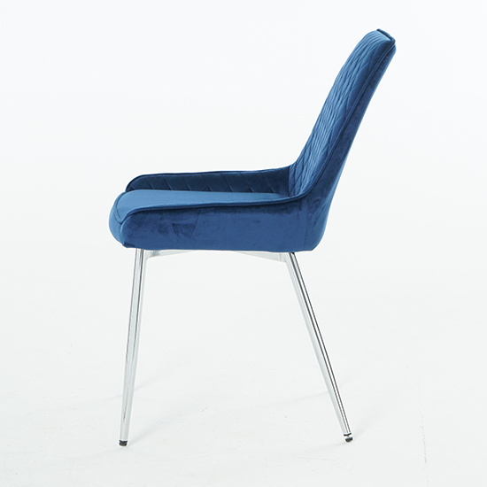 Ariya Set Of 4 Velvet Fabric Dining Chairs In Blue_4