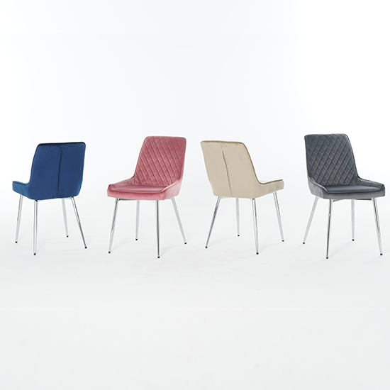 Ariya Set Of 4 Velvet Fabric Dining Chairs In Blue_8