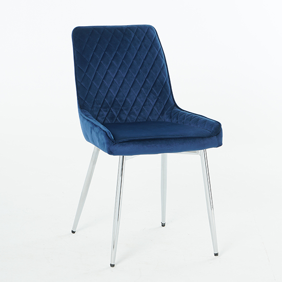 Ariya Set Of 4 Velvet Fabric Dining Chairs In Blue_2